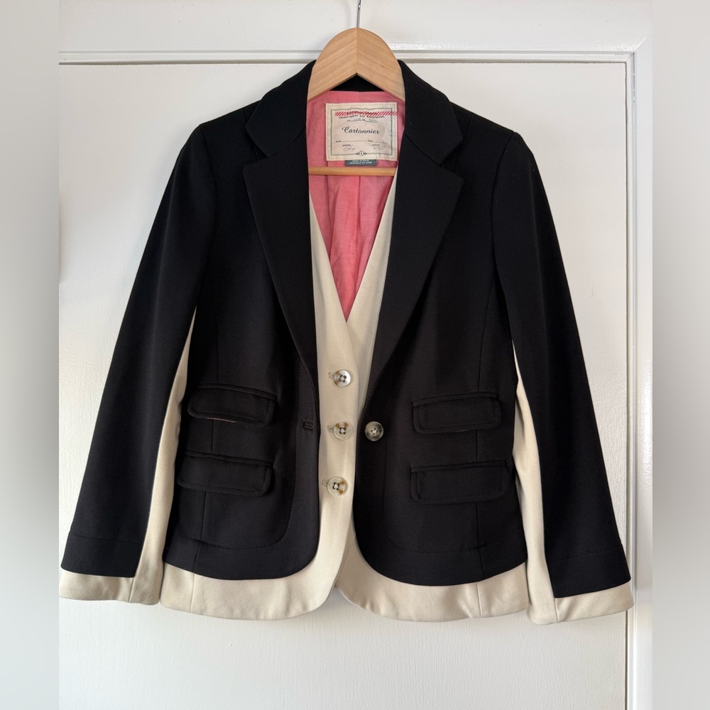 Cartonnier for Anthropologie Double Layered Blazer Jacket 2 in 1 Classic Chic